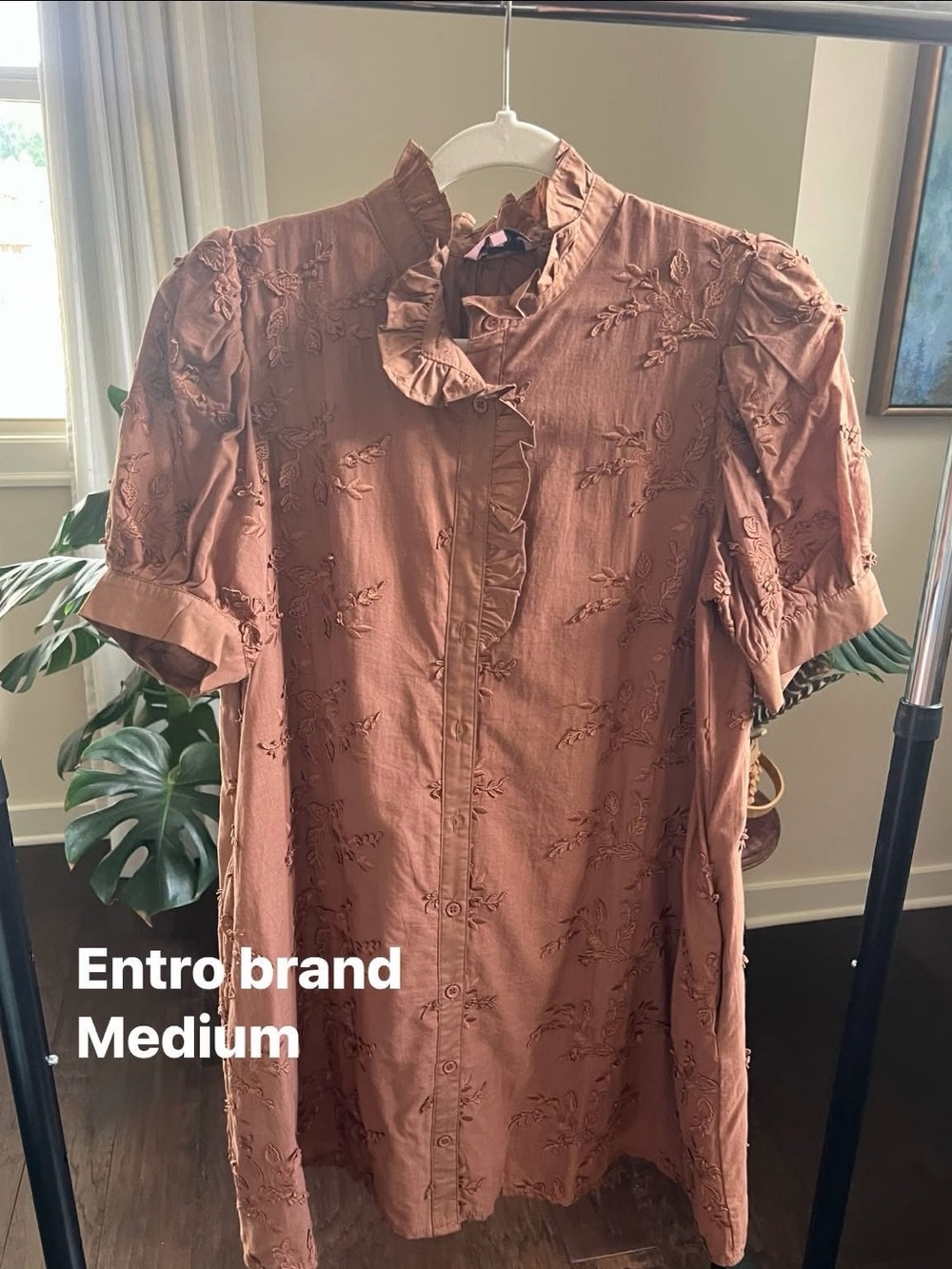 Entro Floral Monochrome Dress, Size Medium
